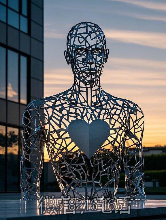 不銹鋼編織網格鏤空抽象人物雕塑
