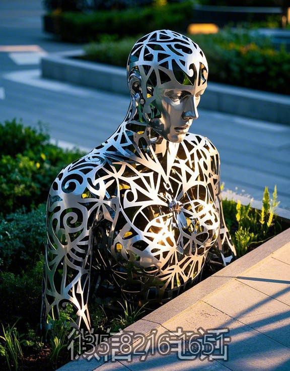 不銹鋼創(chuàng)意鏤空人物女人雕塑