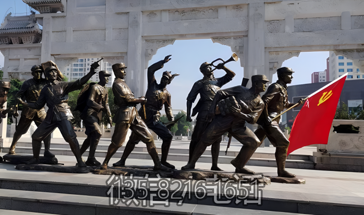 玻璃鋼仿銅八路軍戰士雕塑