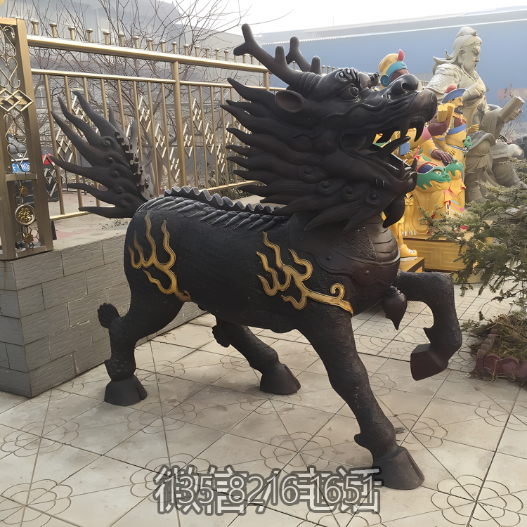 景區(qū)大型動(dòng)物擺件景觀銅雕麒麟雕塑