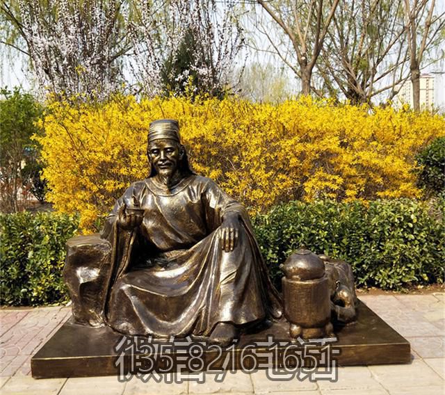 玻璃鋼仿銅歷史名人茶圣陸羽雕塑