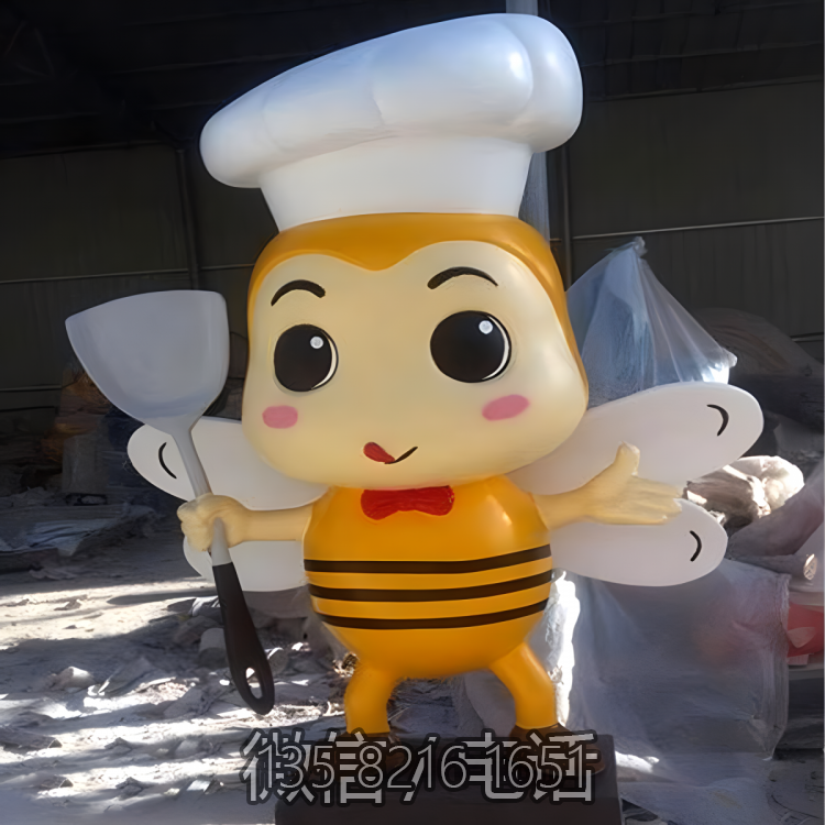 創(chuàng)意玻璃鋼卡通蜜蜂廚師雕塑