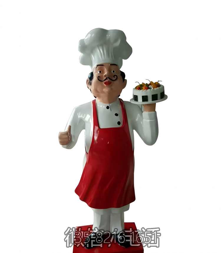 蛋糕店美陳擺件玻璃鋼卡通人物廚師面點師雕塑