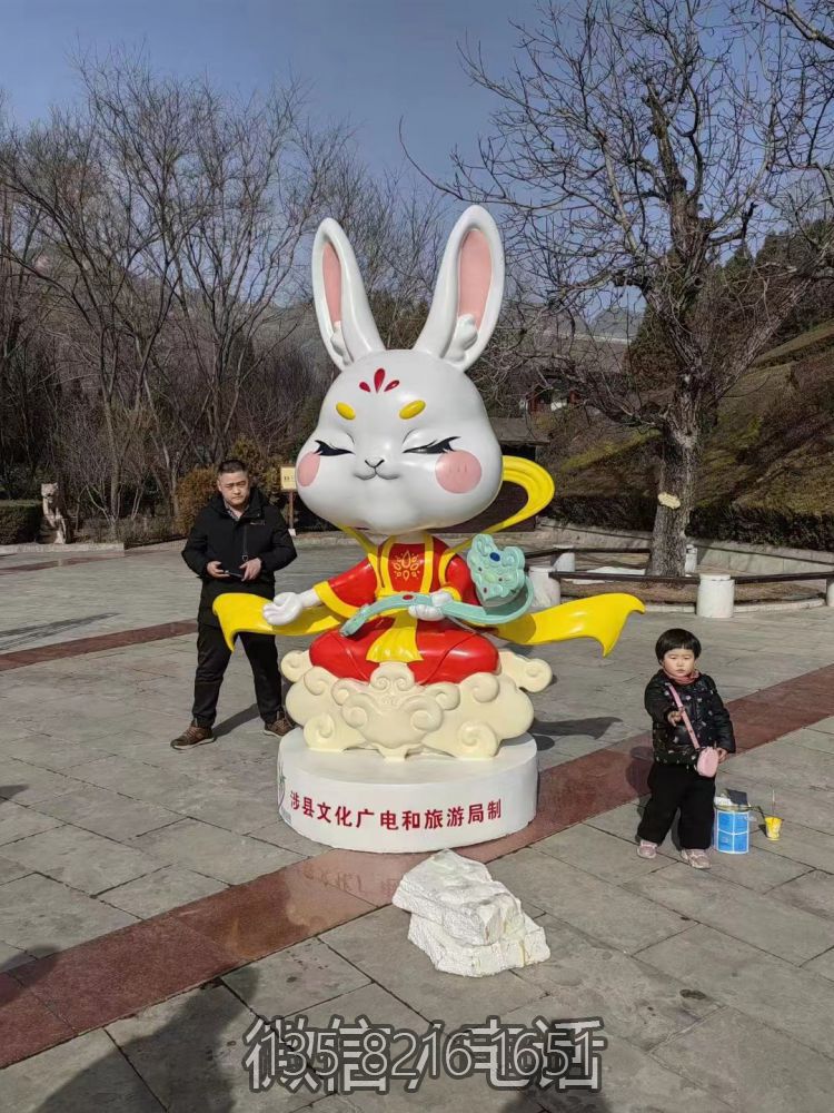 戶外園林定制玻璃鋼卡通動物擺件兔子雕塑 戶外園林定制玻璃鋼卡通動物擺件兔子雕塑