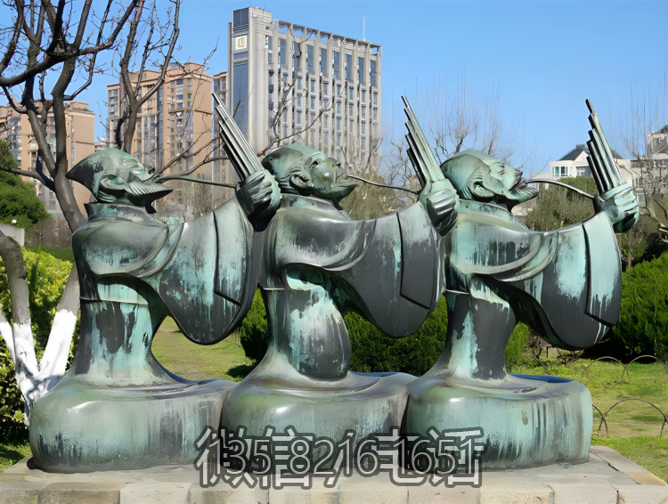 濫竽充數青銅人物銅雕