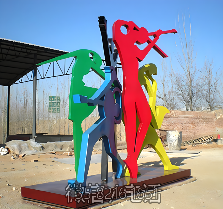 戶外不銹鋼抽象剪影人物雕塑