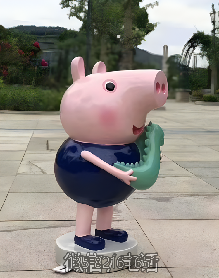 公園擺件玻璃鋼卡通動物擺件小豬喬治雕塑