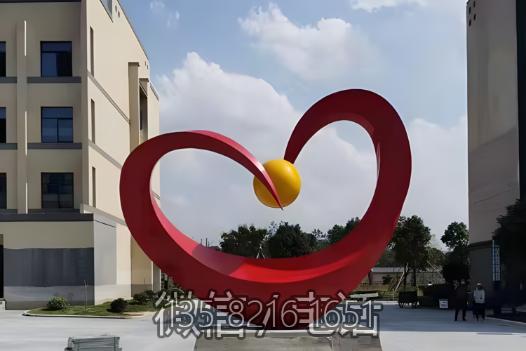 小區(qū)不銹鋼抽象愛(ài)心造型景觀雕塑