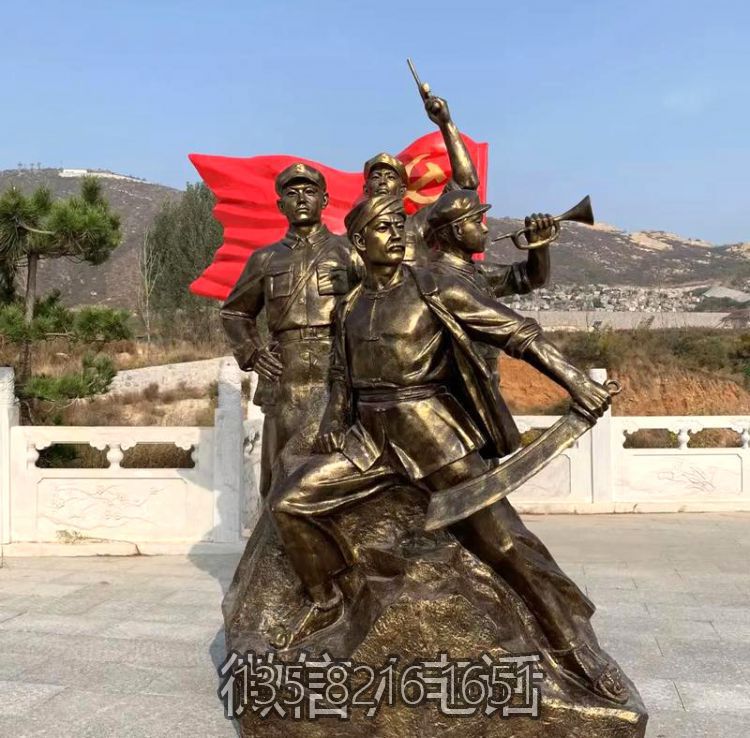 玻璃鋼仿銅抗戰(zhàn)人物雕塑