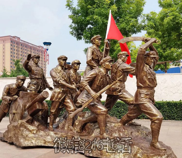 玻璃鋼抗戰紅軍人物雕塑