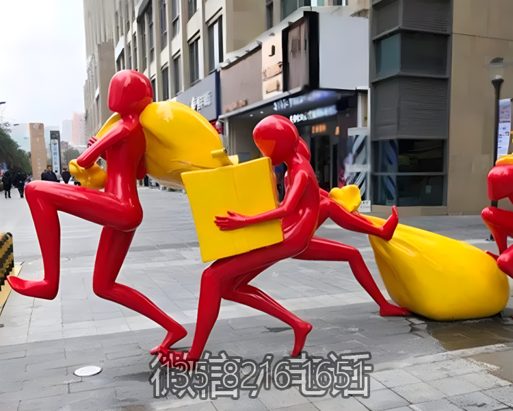 商業(yè)廣場創(chuàng)意玻璃鋼購物人物情景雕塑