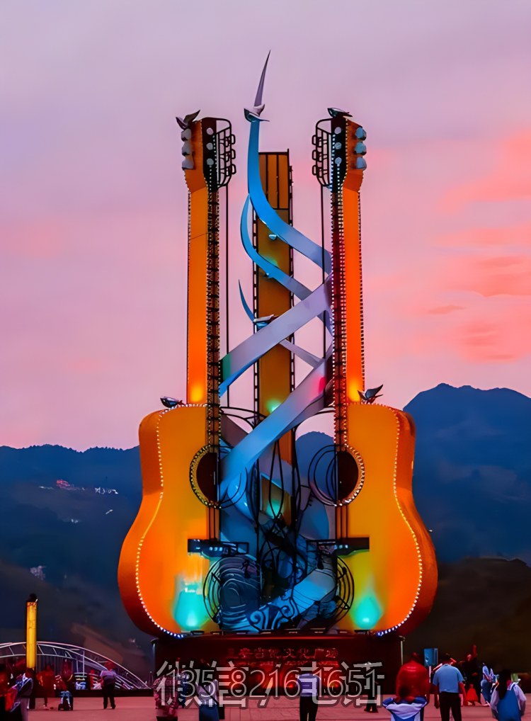 大型不銹鋼音樂節吉他景觀雕塑