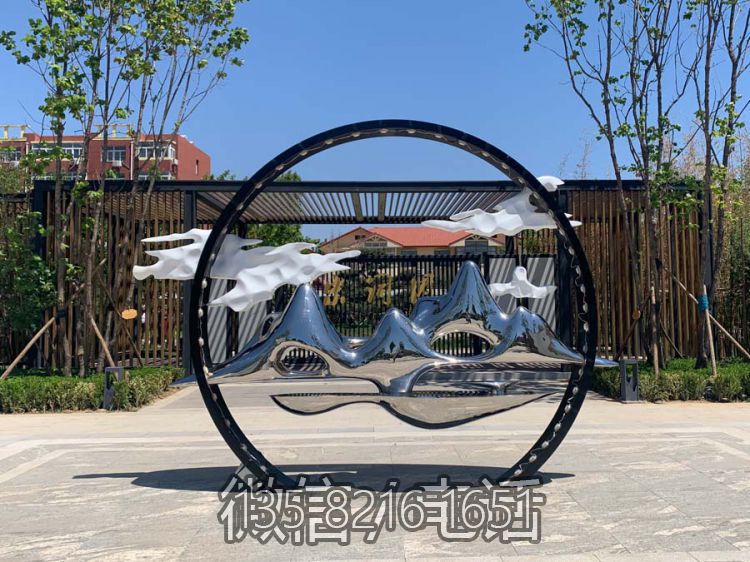 鏡面不銹鋼假山藝術景觀雕塑