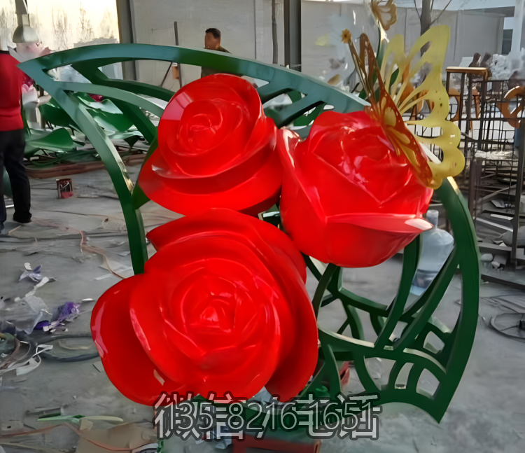 不銹鋼玫瑰花花朵雕塑