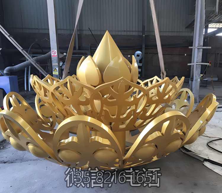 抽象不銹鋼鏤空荷花雕塑