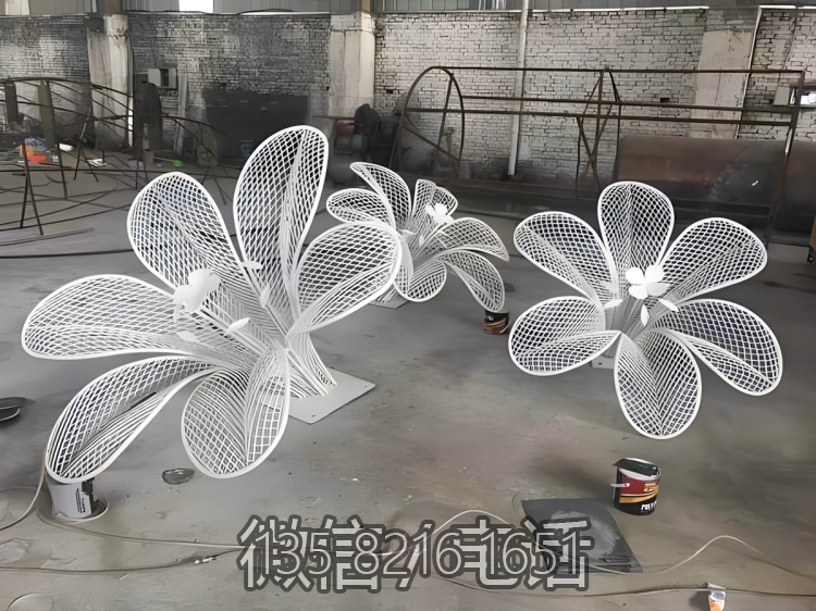 鏤空牽牛花不銹鋼編織雕塑