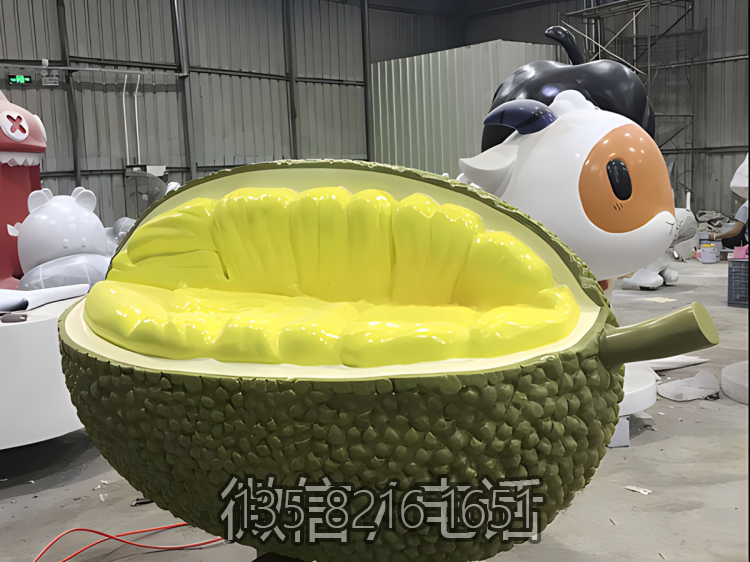 玻璃鋼仿真榴蓮水果雕塑