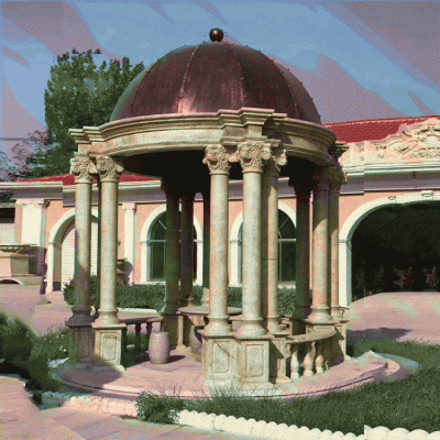 鐵藝穹頂歐式石雕涼亭