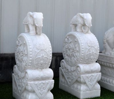 庭院門口門墩漢白玉抱鼓石石雕