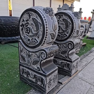 福字青石抱鼓石門墩