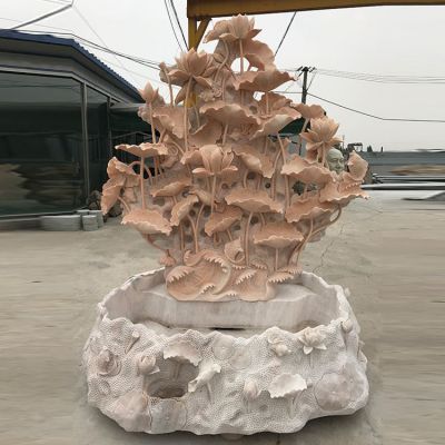 蓮花荷花池晚霞紅石雕流水養(yǎng)魚(yú)池景觀(guān)石雕