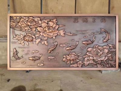 錦上添花紫銅浮雕裝飾畫