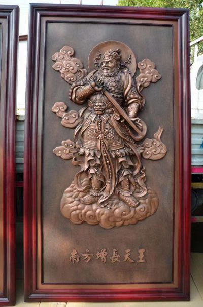 南方增長天王紫銅鍛造高浮雕佛像裝飾畫
