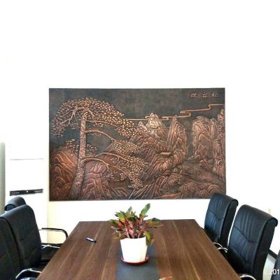 辦公室迎客松浮雕裝飾壁畫