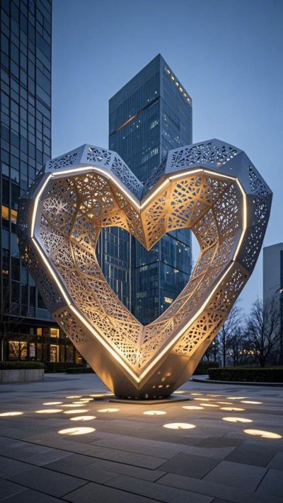 鏤空不銹鋼愛心雕塑