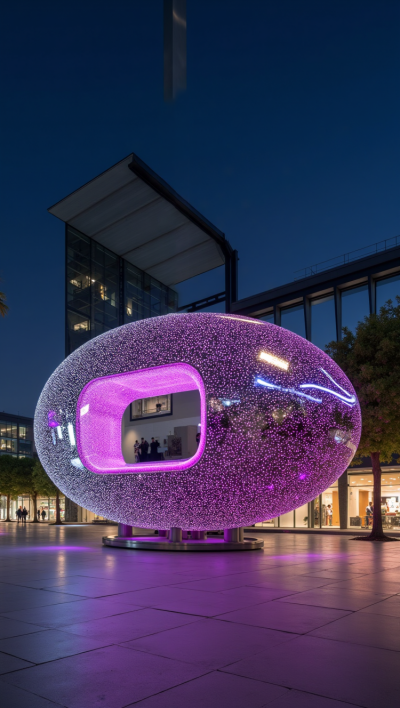 鏤空不銹鋼橢圓發光球雕塑