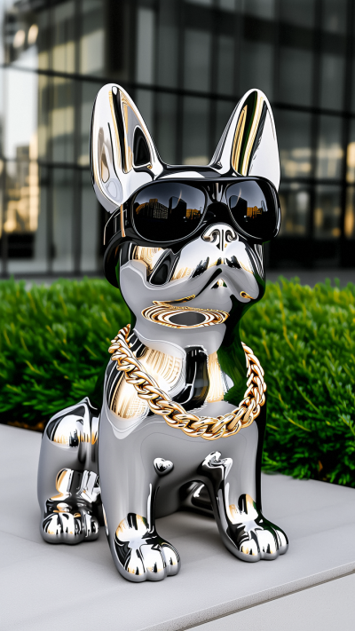 萌犬不銹鋼小狗雕塑擺件