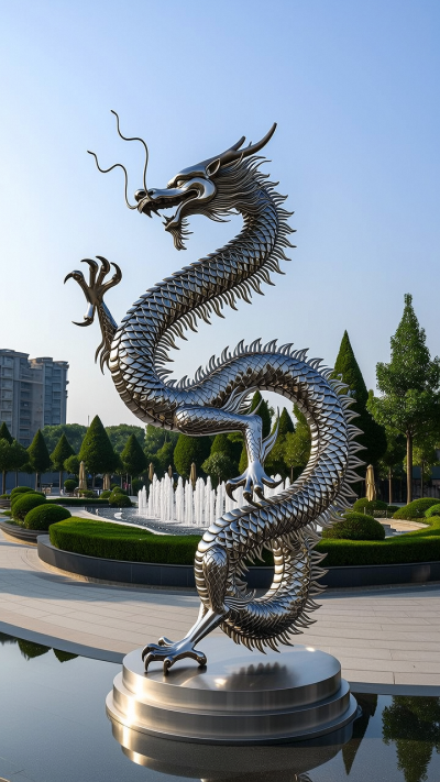 生肖龍不銹鋼雕塑