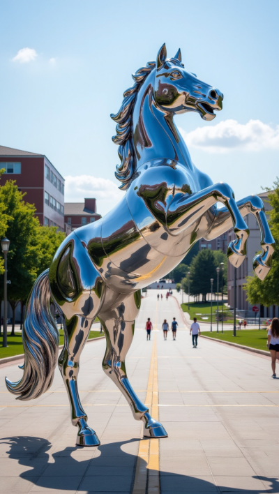 鏡面不銹鋼立馬雕塑