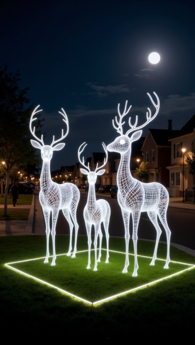 編織網格不銹鋼梅花鹿雕塑