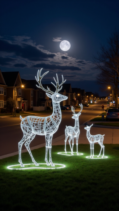 不銹鋼編織發光梅花鹿雕塑