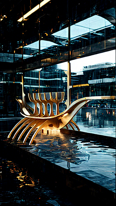 抽象不銹鋼船型藝術(shù)雕塑