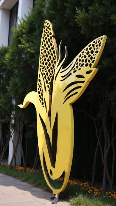 剪影不銹鋼玉米造型雕塑