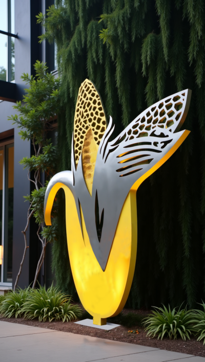 抽象不銹鋼玉米雕塑