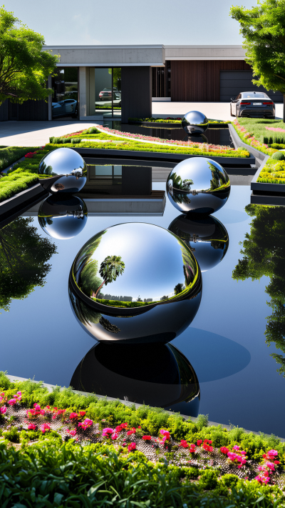 小區園林鏡面不銹鋼圓球雕塑