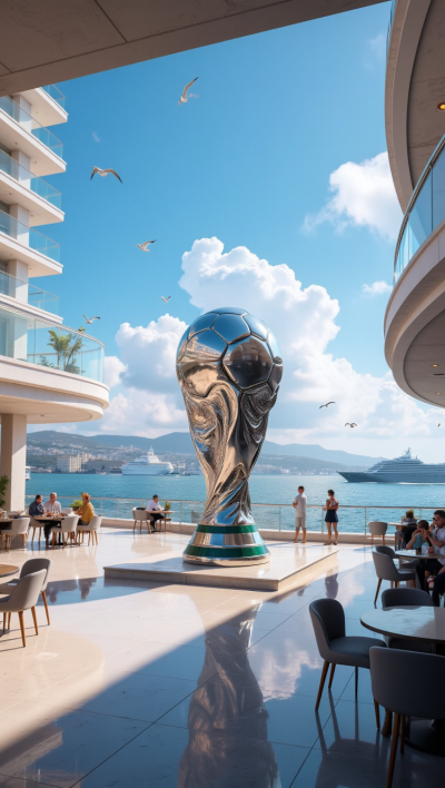 鏡面世界杯造型景觀不銹鋼雕塑