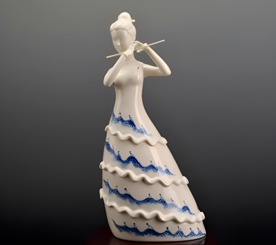 玻璃鋼創意裝飾美陳擺件吹笛子的抽象人物雕塑