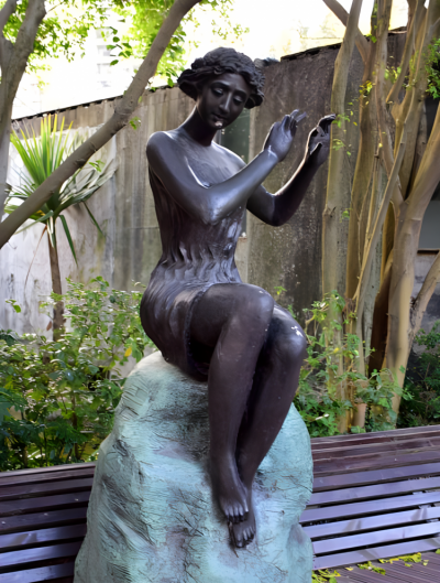 鑄銅戶外園林景觀吹笛子的人物雕塑