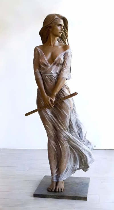 手拿笛子的西方美女人物擺件玻璃鋼雕塑