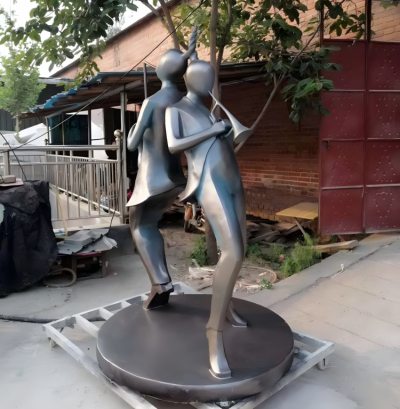不銹鋼拋光音樂抽象人物雕塑