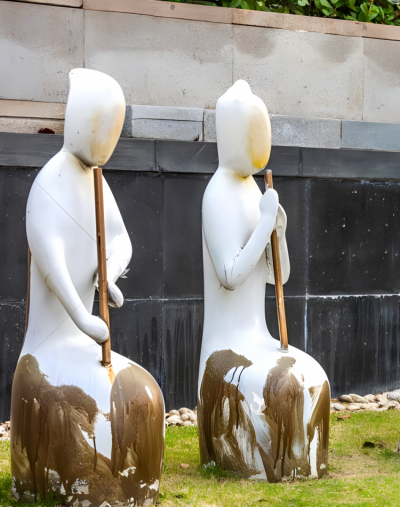 園林戶外玻璃鋼吹簫的人物雕塑