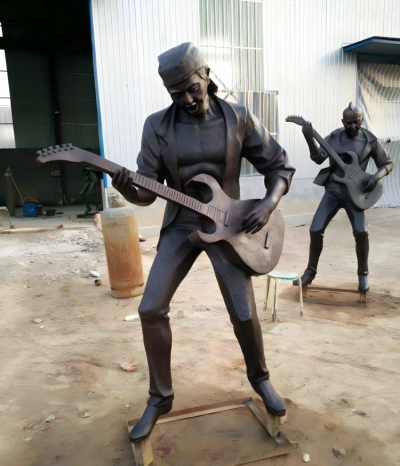 樂隊(duì)吉他手鑄銅音樂主題人物銅雕