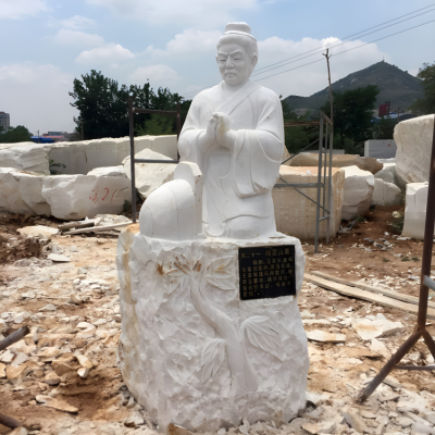 聞雷泣墓漢白玉二十四孝人物雕塑