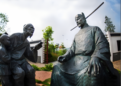 園林戶外玻璃鋼仿銅名人偉人包拯雕塑