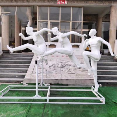 玻璃鋼學校園體育館雕塑裝飾擺件跨欄的運動人物雕塑