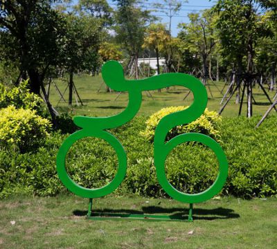 戶外大型剪影自行車運(yùn)動(dòng)人物玻璃鋼雕塑體育館健身場(chǎng)所裝飾